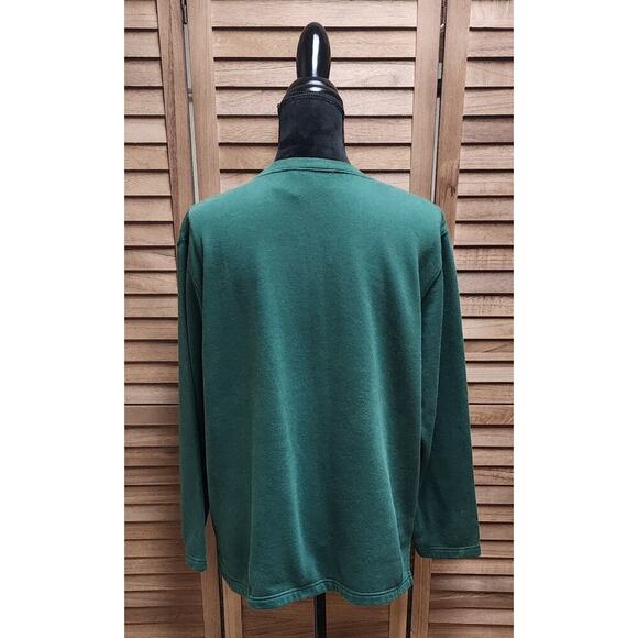 Basic Editions Holiday Snowman Women's Size Large L Ugly Christmas Green Sweater - Picture 6 of 7